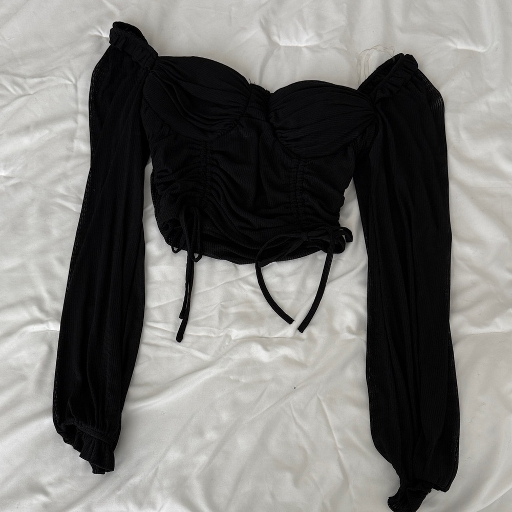 Fashion Nova Black Ruched Crop Top